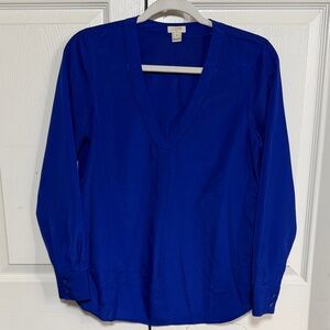 J. Crew Royal Blue V-Neck Blouse